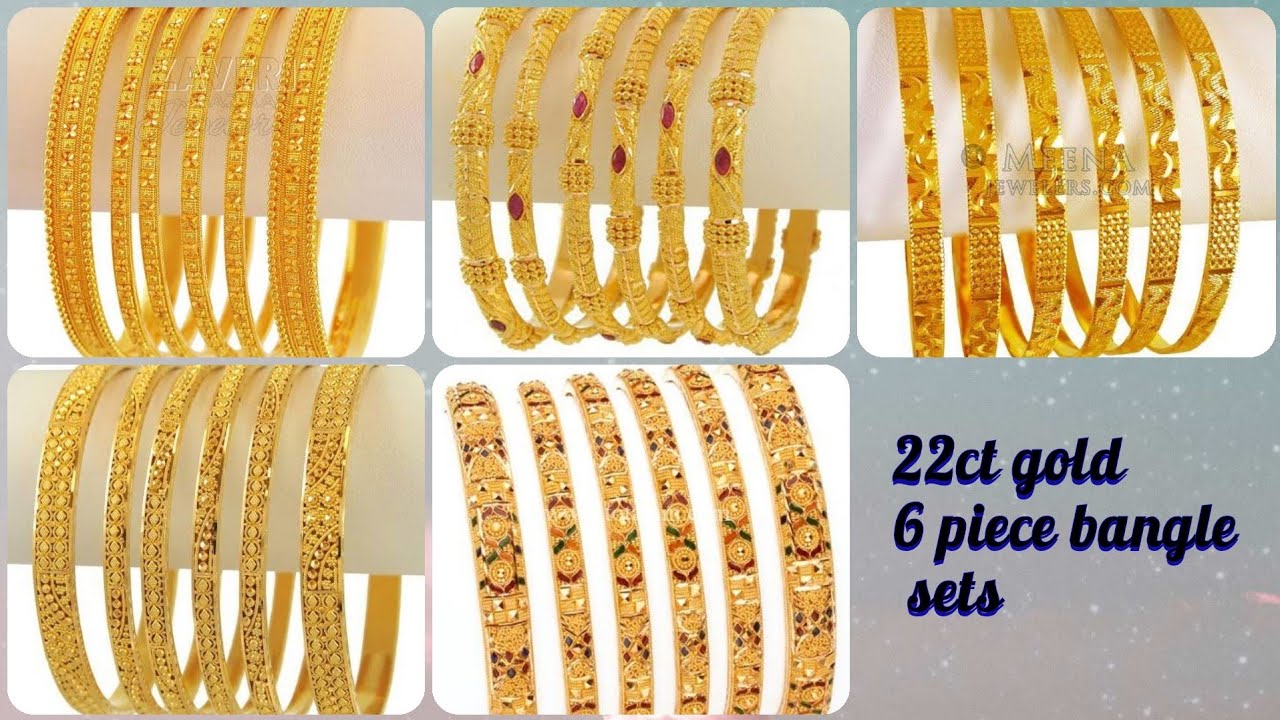 Latest 22ct gold 6 piece bangle sets || #GoldBangles || Gold Bangle Set Indian Designs