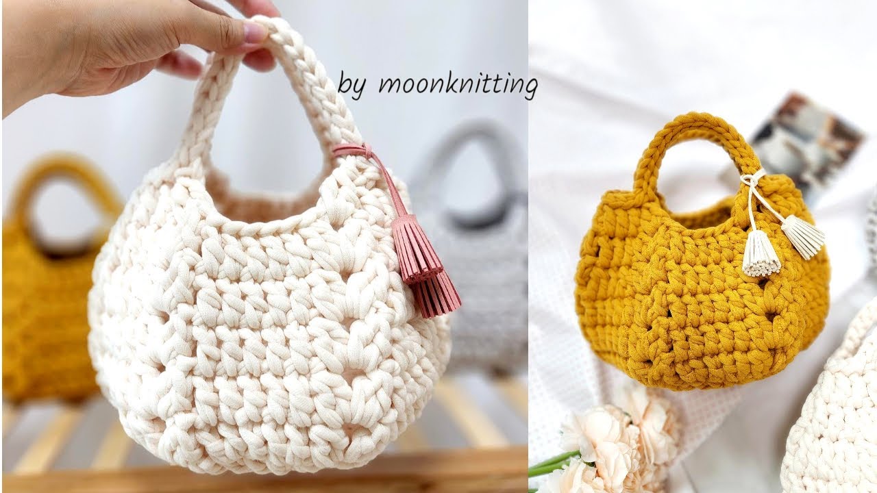 [코바늘 가방]미니 펌킨백ver2♡귀요미 호박가방, 2시간완성! 기호도안 첨부/crochet/crochet bag/moonknitting