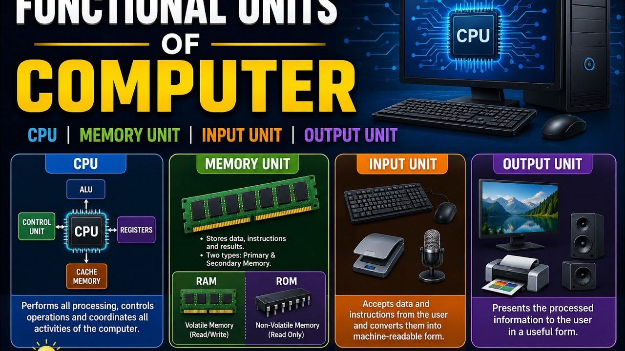 Functional units or Blocks of Computer. Computer Organisation and Architecture, CPU, Memory unit,Ram