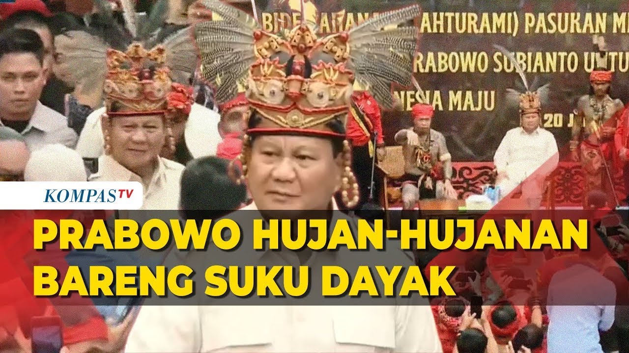 Hujan hujanan Bareng Suku Dayak Prabowo Kampanye di Kalimantan
