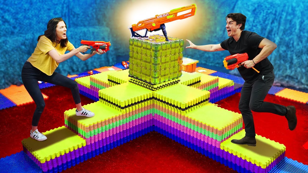 NERF Battle At The VOLCANO Challenge!