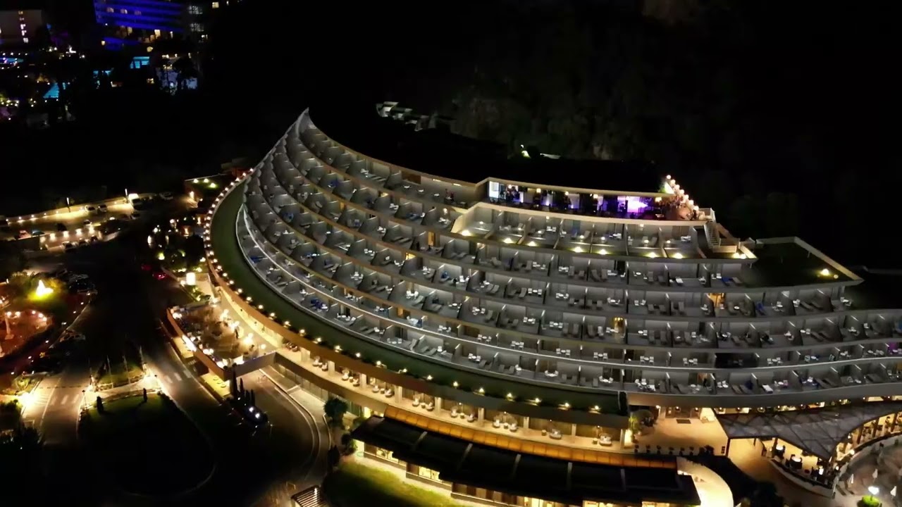 Olympic Palace Hotel aerial views & city lights
