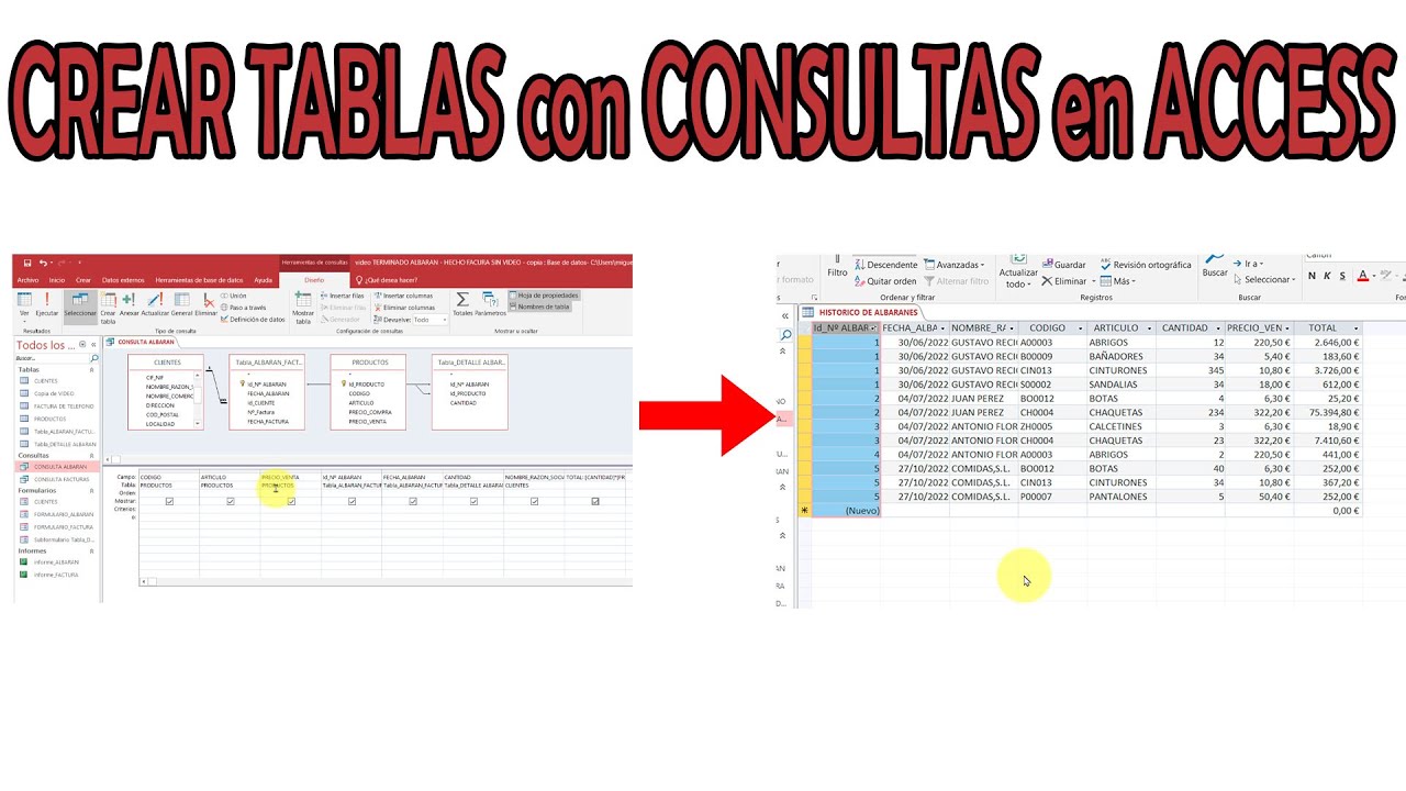 Crear TABLAS con CONSULTAS en ACCESS