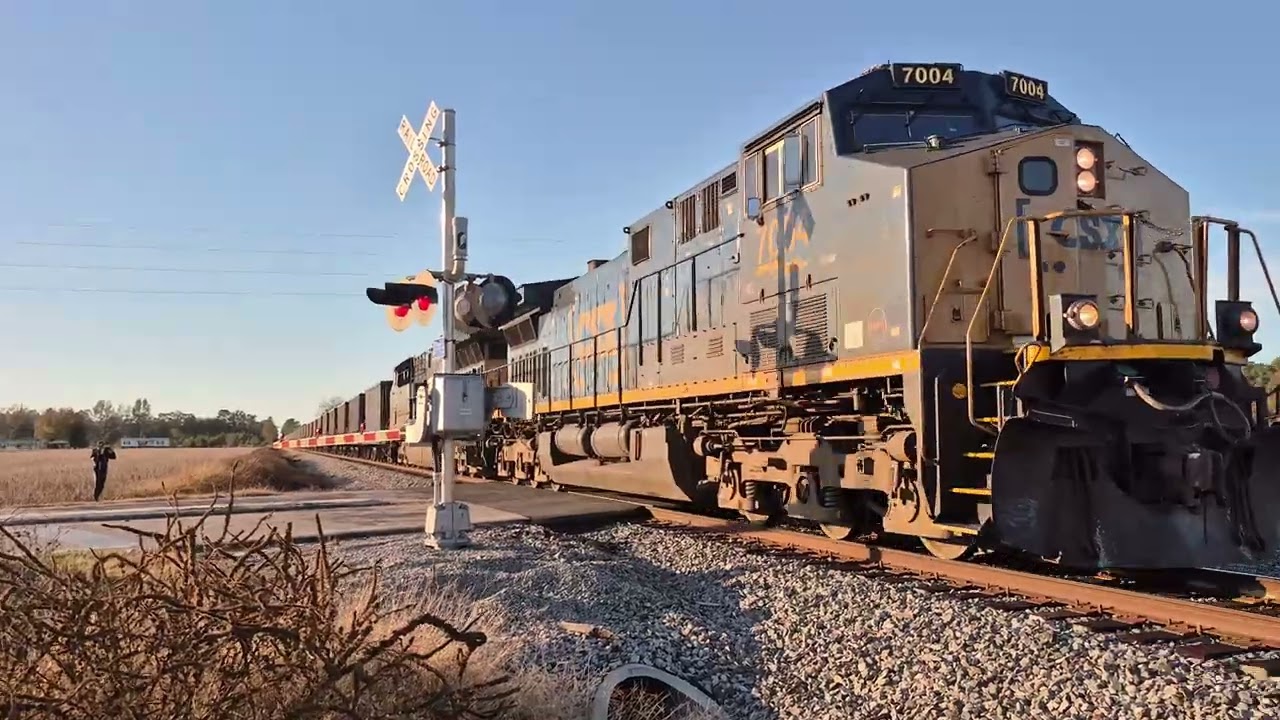 Train B44415 heads North comes into a work zone Eastbound 