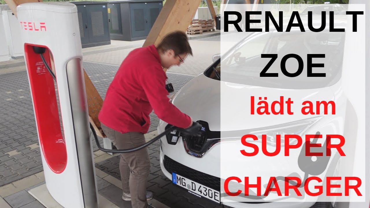 Renault Zoe Schnellladung am Tesla Supercharger