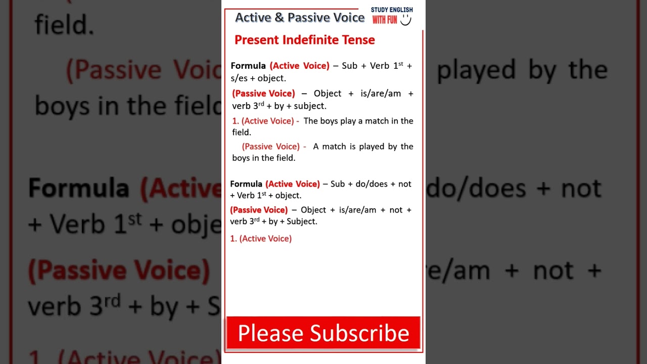 Part 4th Active Passive Voice Formula & Excercise Present Indefinite Tense #viral #english #grammar