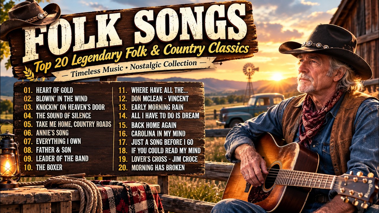 TOP 20 GREATEST FOLK SONGS 🎸 Timeless Folk & Country Classics | Nostalgic Music Collection