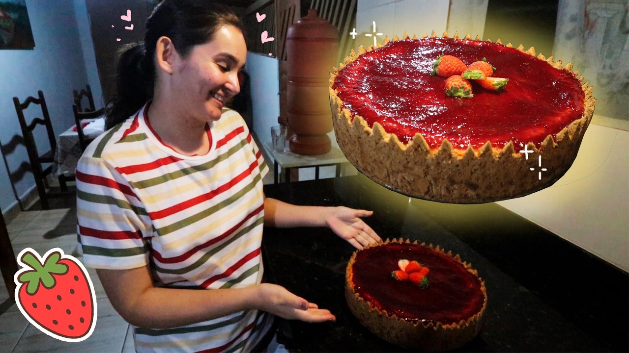 RECEITA DE TORTA FLORA DE MORANGO QUE MINHA FILHA PAULINA FEZ