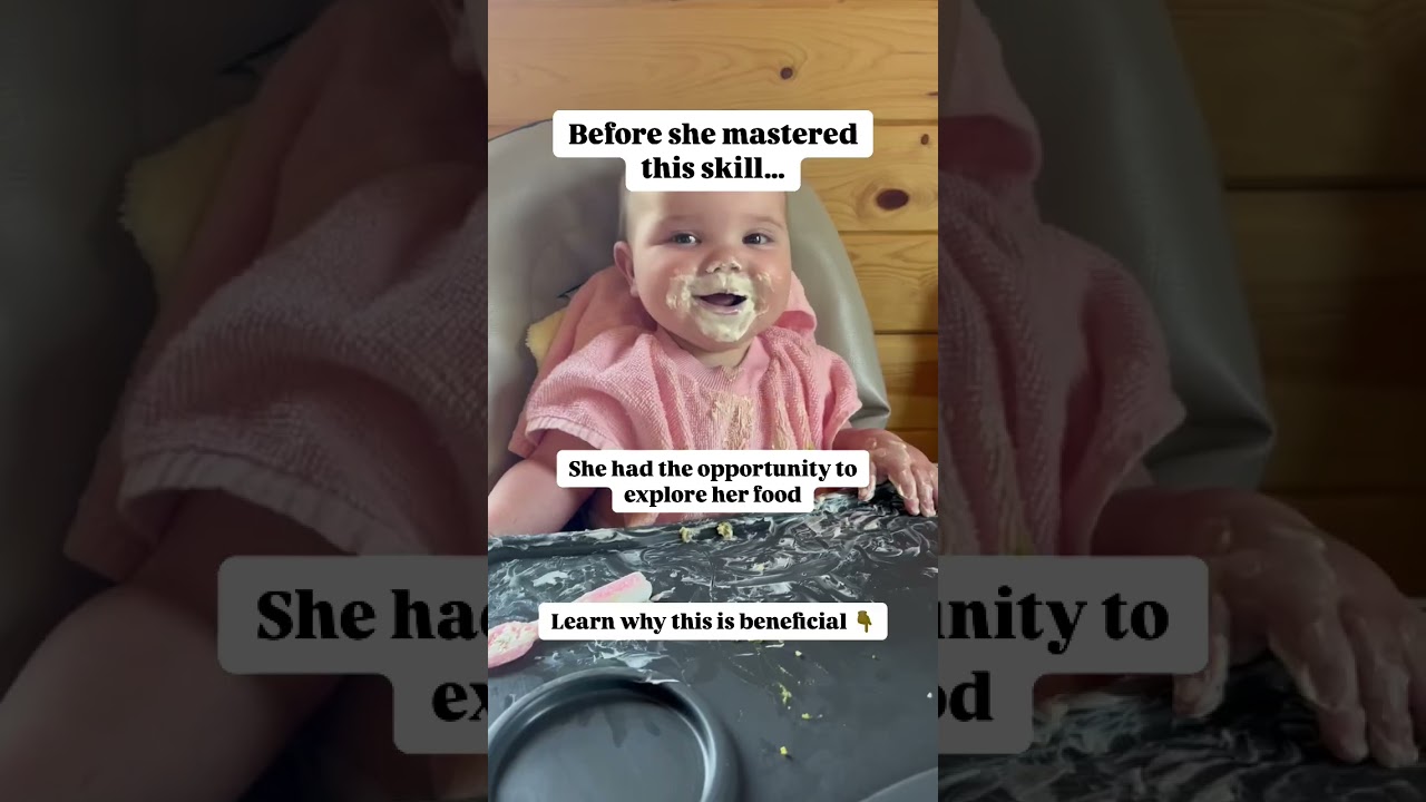 Messy Start, Skilled Finish &mdash; Responsive Feeding in Action #babieslearn #feeding  #babygirl