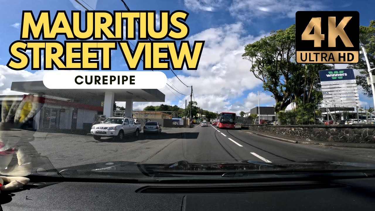 Mauritius street view 4K - driving through Curepipe
