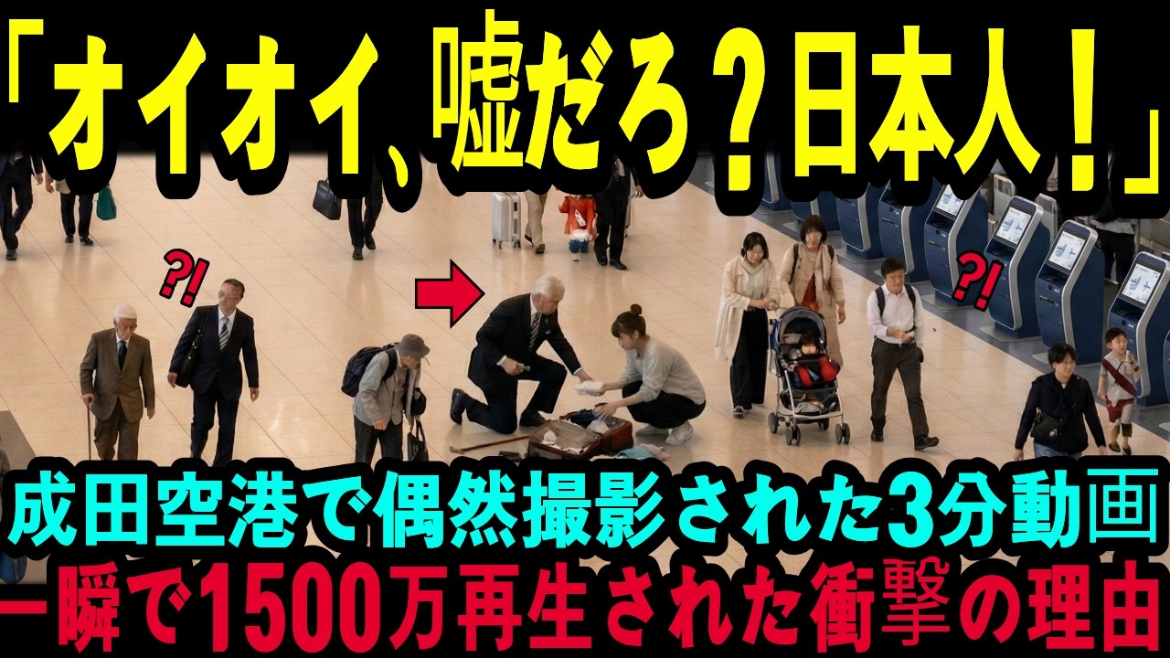 【海外の反応】「嘘だろ…！？これが日本の本性か」成田空港で隠し撮りした米国人驚愕！3分間の映像が世界で1500万再生された衝撃の理由