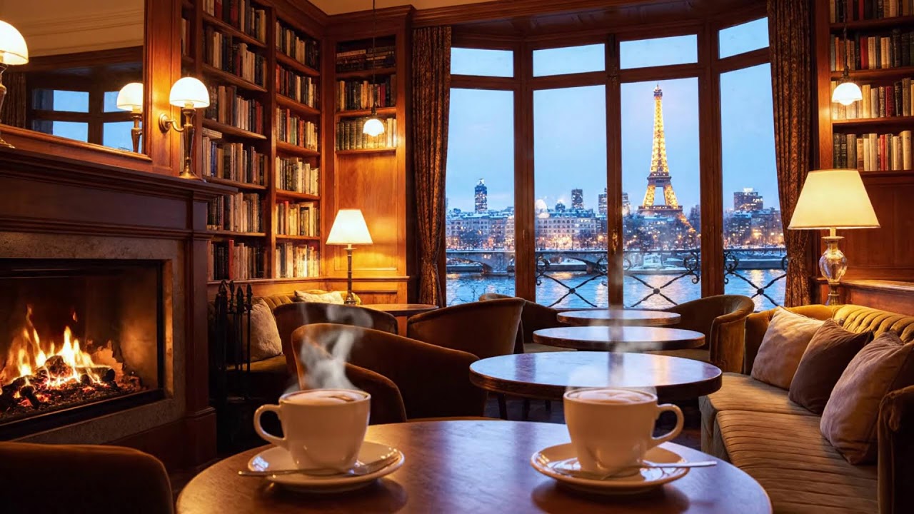 Peaceful Snowfall Jazz Night - Cozy Café Night With Jazz Music For Study, Work & Relax