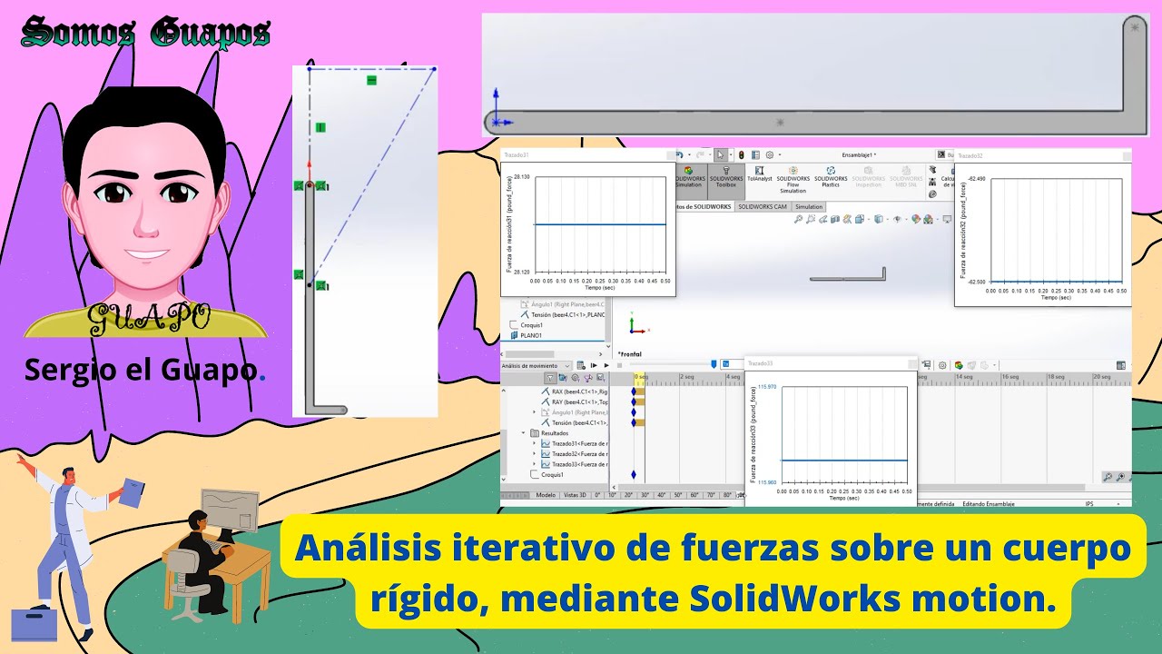 Análisis iterativo de fuerzas sobre un cuerpo rígido, mediante SolidWorks Motion.