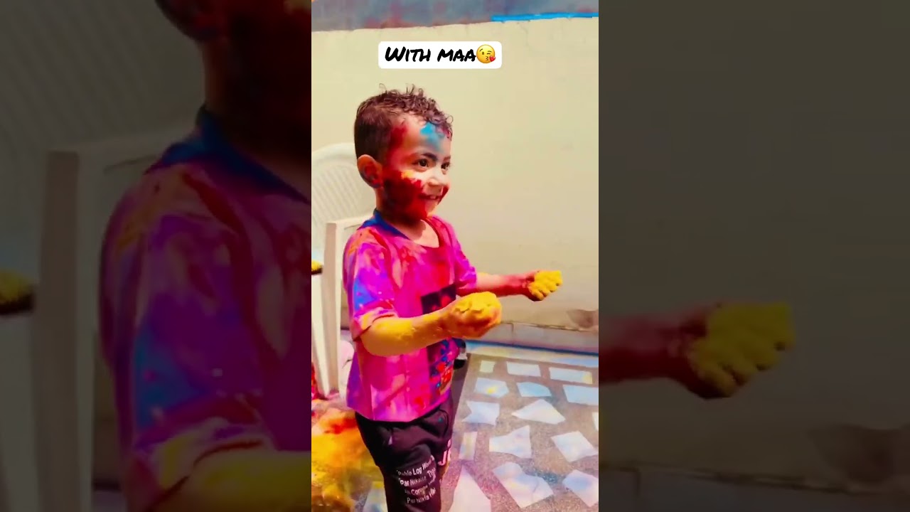 Holi with maa   #trending #holikids #holi #holifestival #colordays #festivalholi