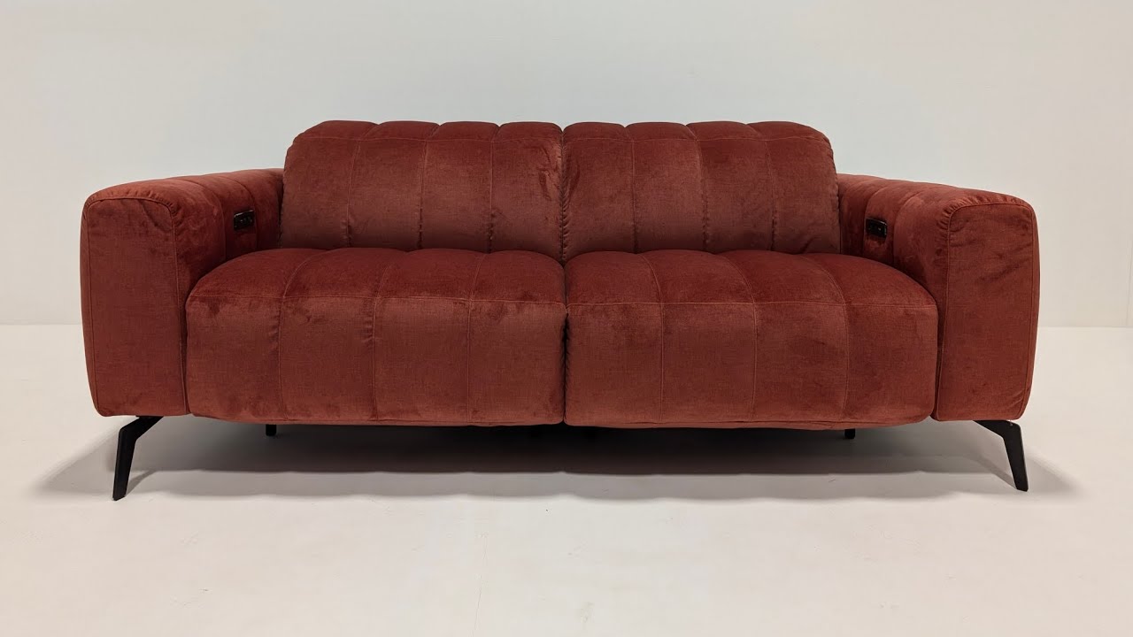 Natuzzi Electric Recliner Velvet Sofa (2 Available)