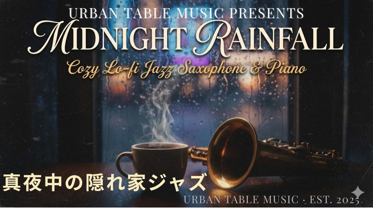 【雨とJAZZ】雨音とLo-fiサックス。真夜中の隠れ家ジャズBGM｜Midnight Rainfall: Cozy Lo-fi Jazz Saxophone&Piano to Your Soul