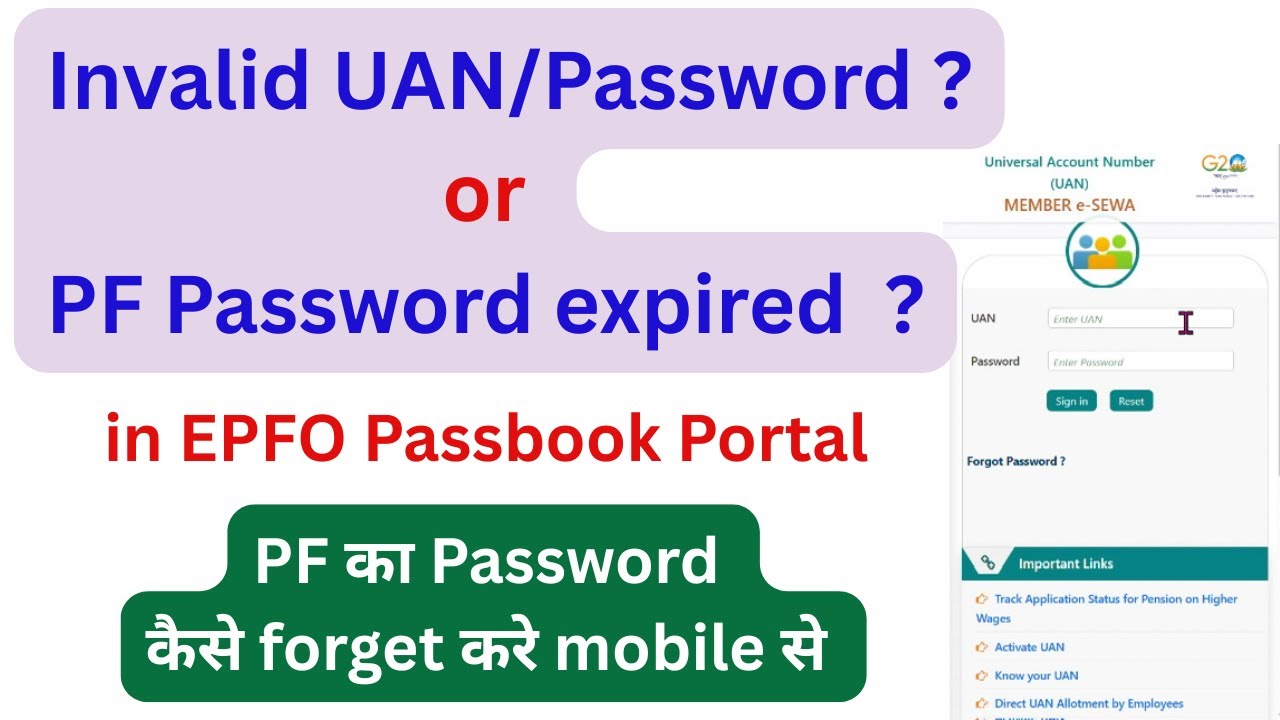 PF/UAN Password forgot 2025 | Invalid UAN / Password in EPFO passbook portal | PF password change
