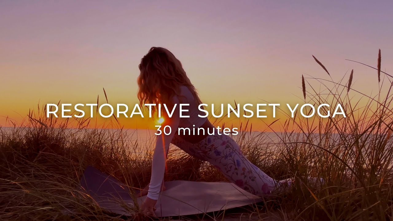 Restorative Sunset Yoga With The Most Beautiful View | Short Mediation in the End | Yoga by Nicole