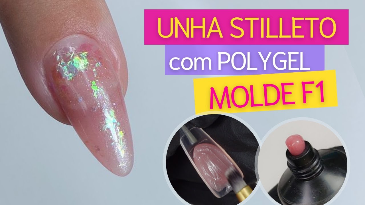 Unha STILLETO no MOLDE F1 com POLYGEL- Alongamento Iniciante Fácil | Mundo Nails