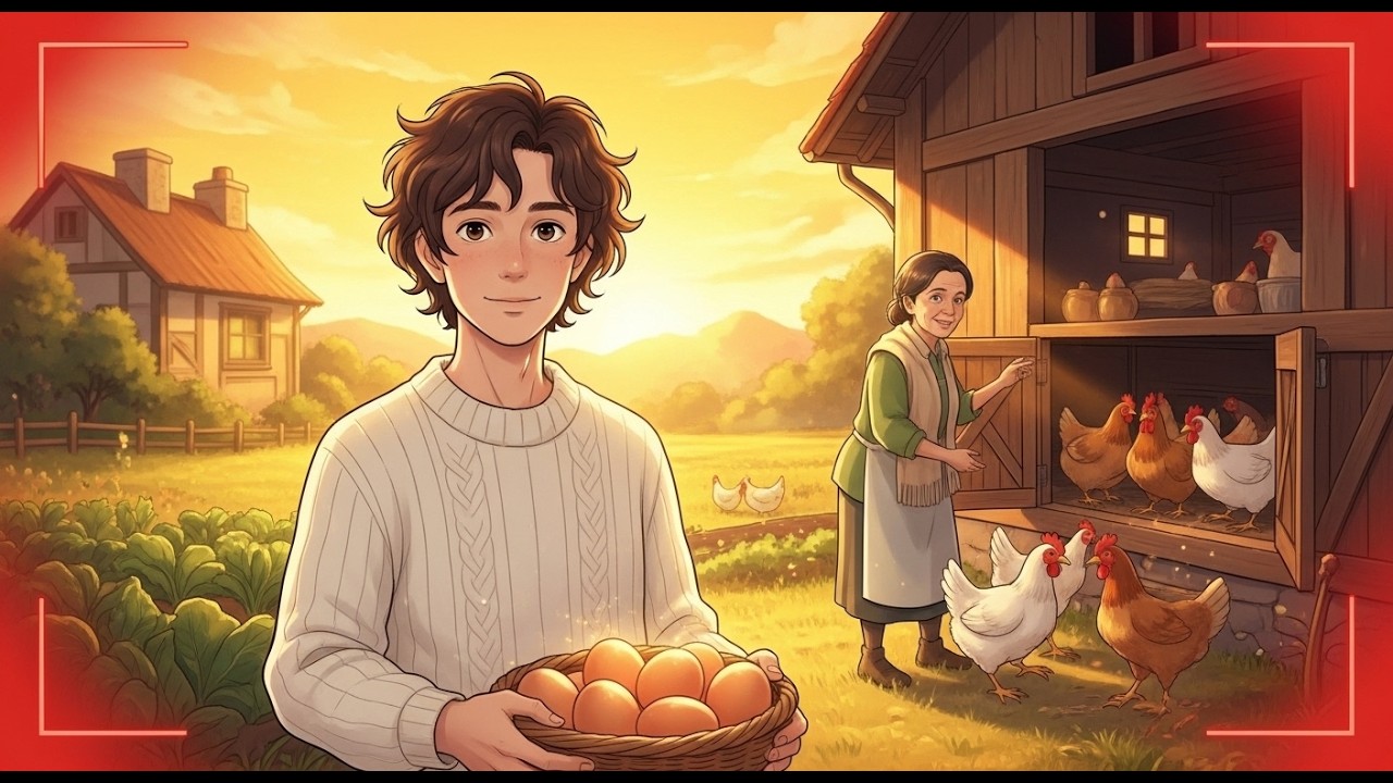 Strong keywords: farm morning, fresh eggs, garden, !  ghibli asmr video
