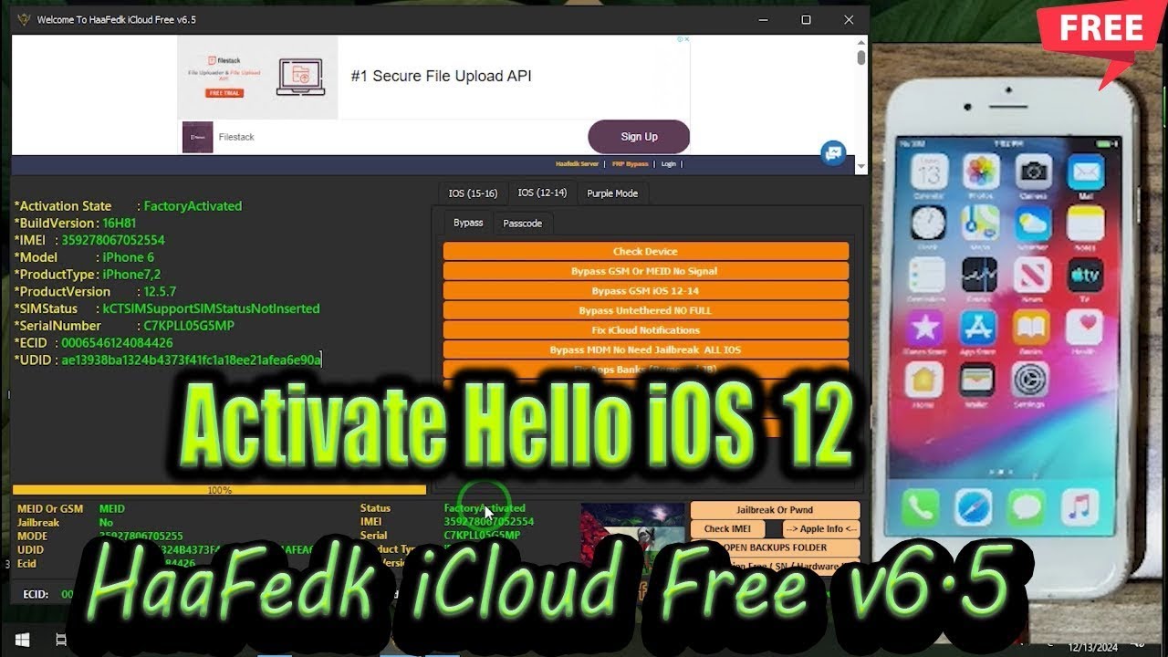 شرح عملي تخطي ايفون 6 على الاصدار الجديد HaaFedk iCloud Free v6.5