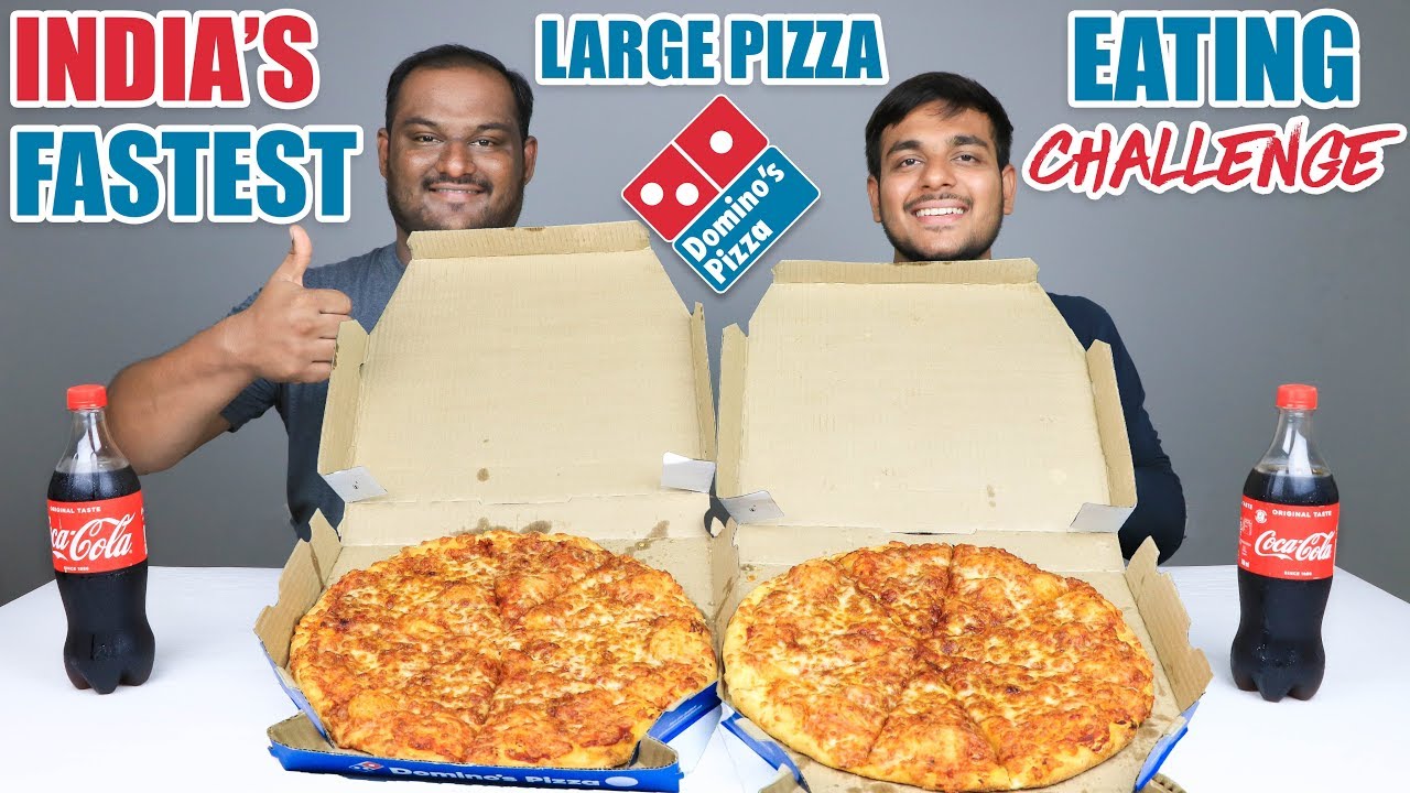 2 X LARGE DOMINO'S PIZZA EATING CHALLENGE | Domino's Large Pizza Eating Competition | Food Challenge