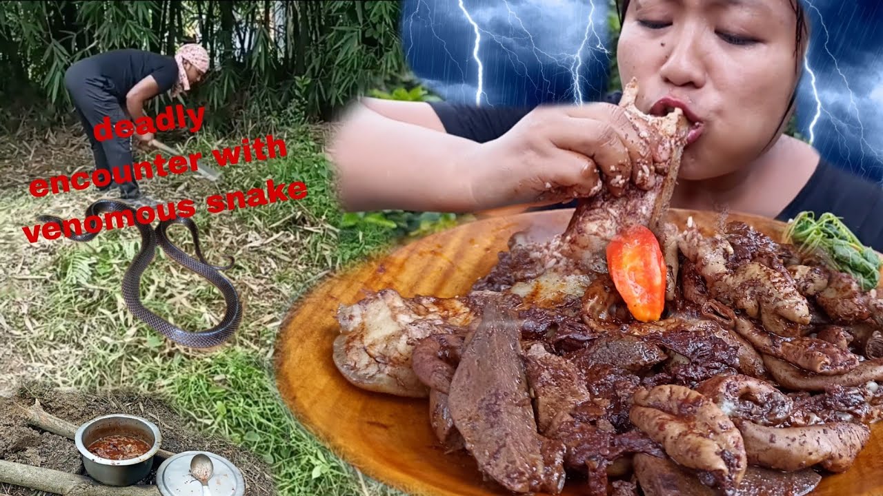 Escape being bitten by a snake| Heavy meal after work with pork stew curry @Asukivi904