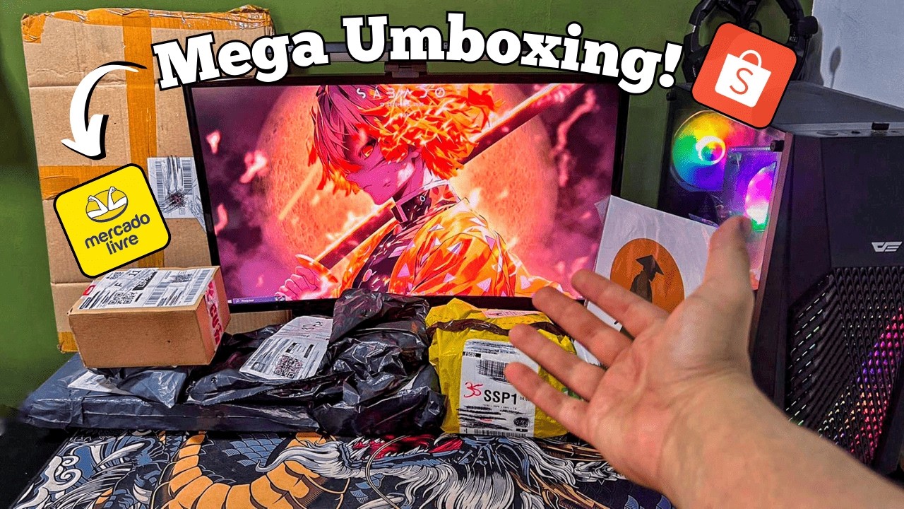 Meu primeiro Mega Umboxing de Produtos em PROMOÇÃO! (Mercado Livre e Shopee)