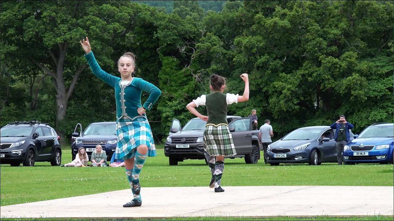Seann Trews dance display by young Highland Dancers during Pitlochry Highland Nights July 2022