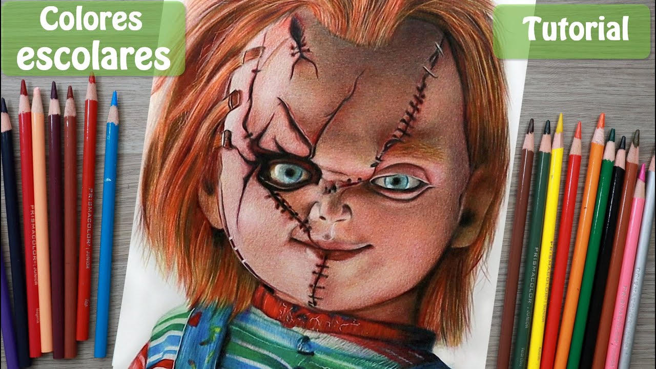Dibuja a Chucky con colores escolares