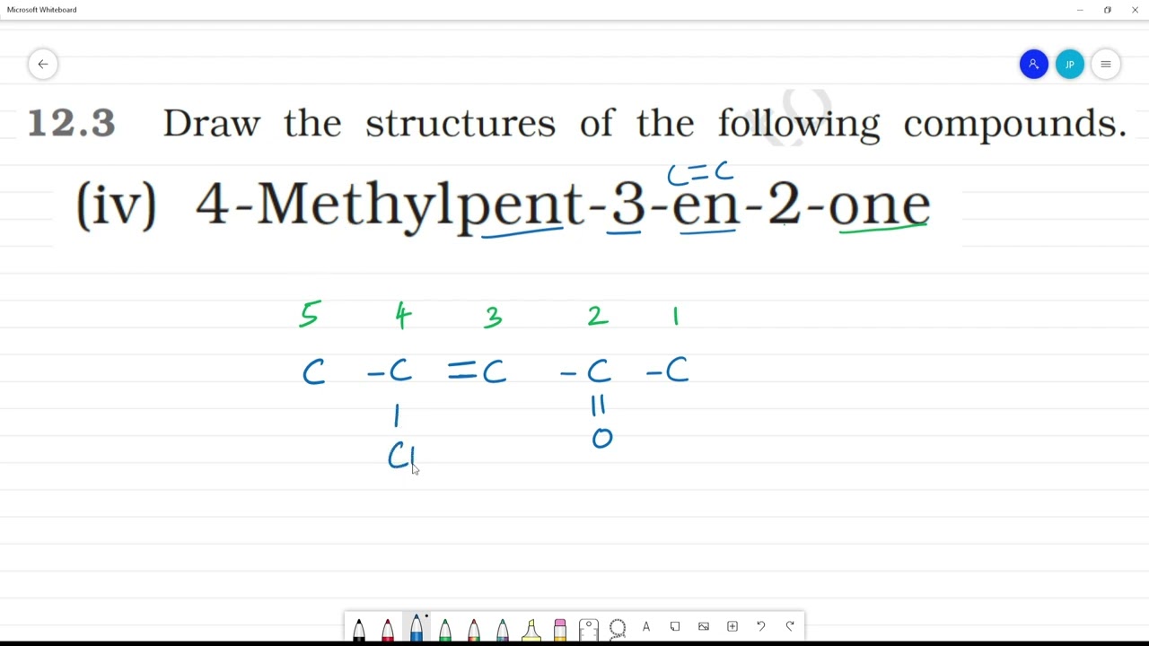 Draw the structures   4-Methylpent-3-en-2-one