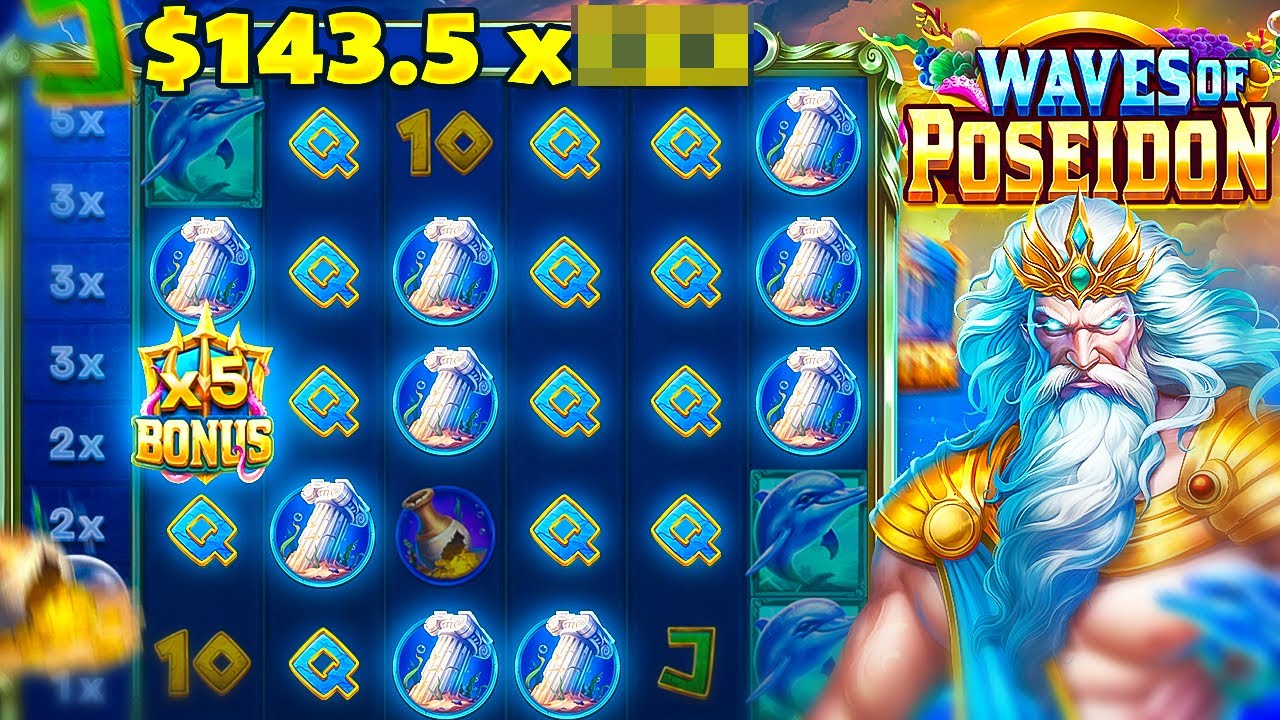 HUGE BASE GAME TUMBLE ON NEW WAVES OF POSEIDON SLOT!! (Bonus Buys)