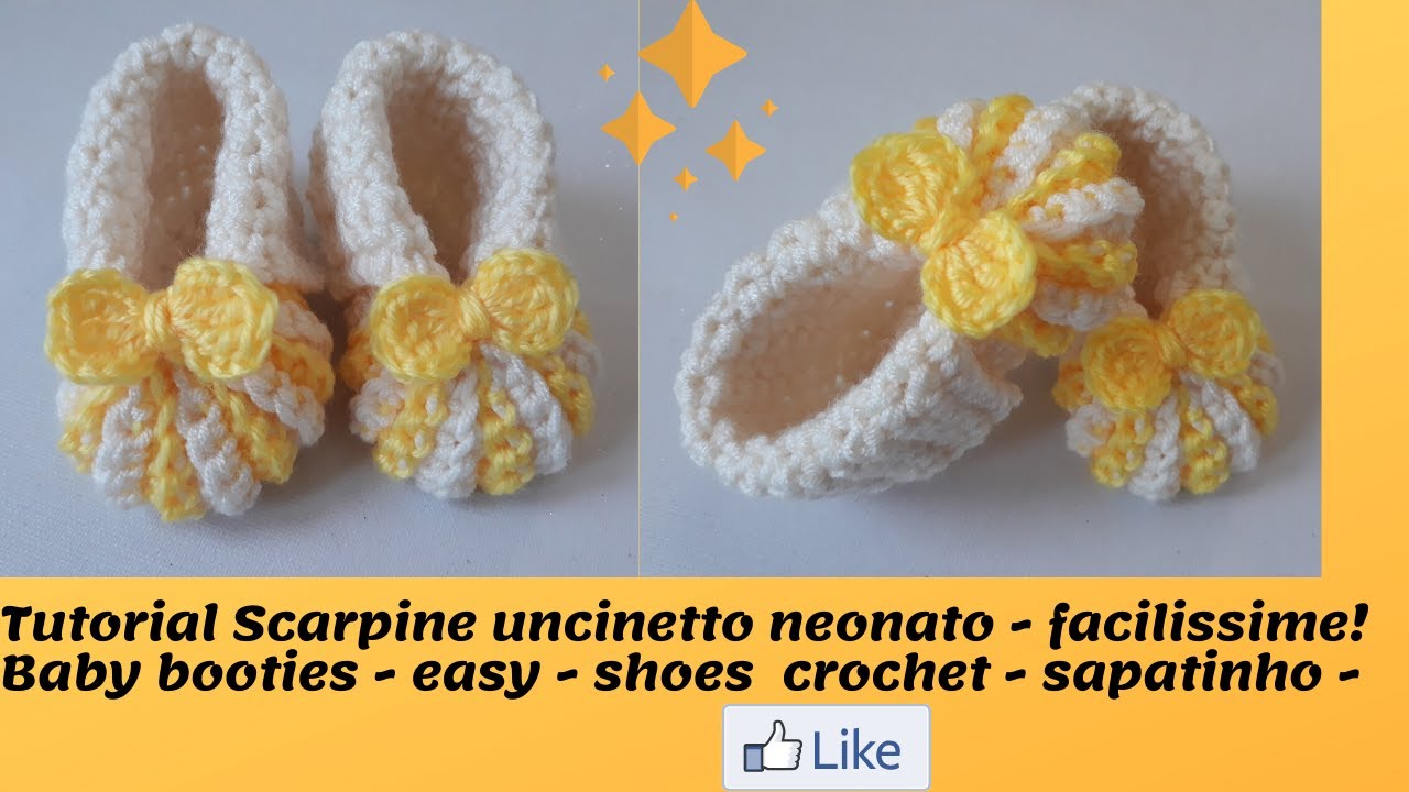 Tutorial Scarpine per neonato - shoes for babies - facili e veloci -  Sapatinho  - crochet easy.