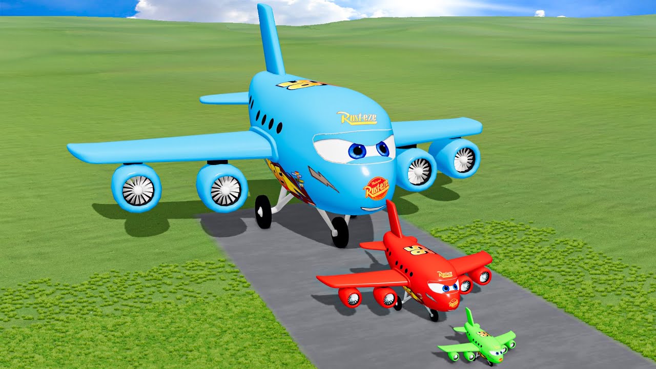 Big & Small Boing Lightning Mcqueen vs Trains | BeamNG.Drive