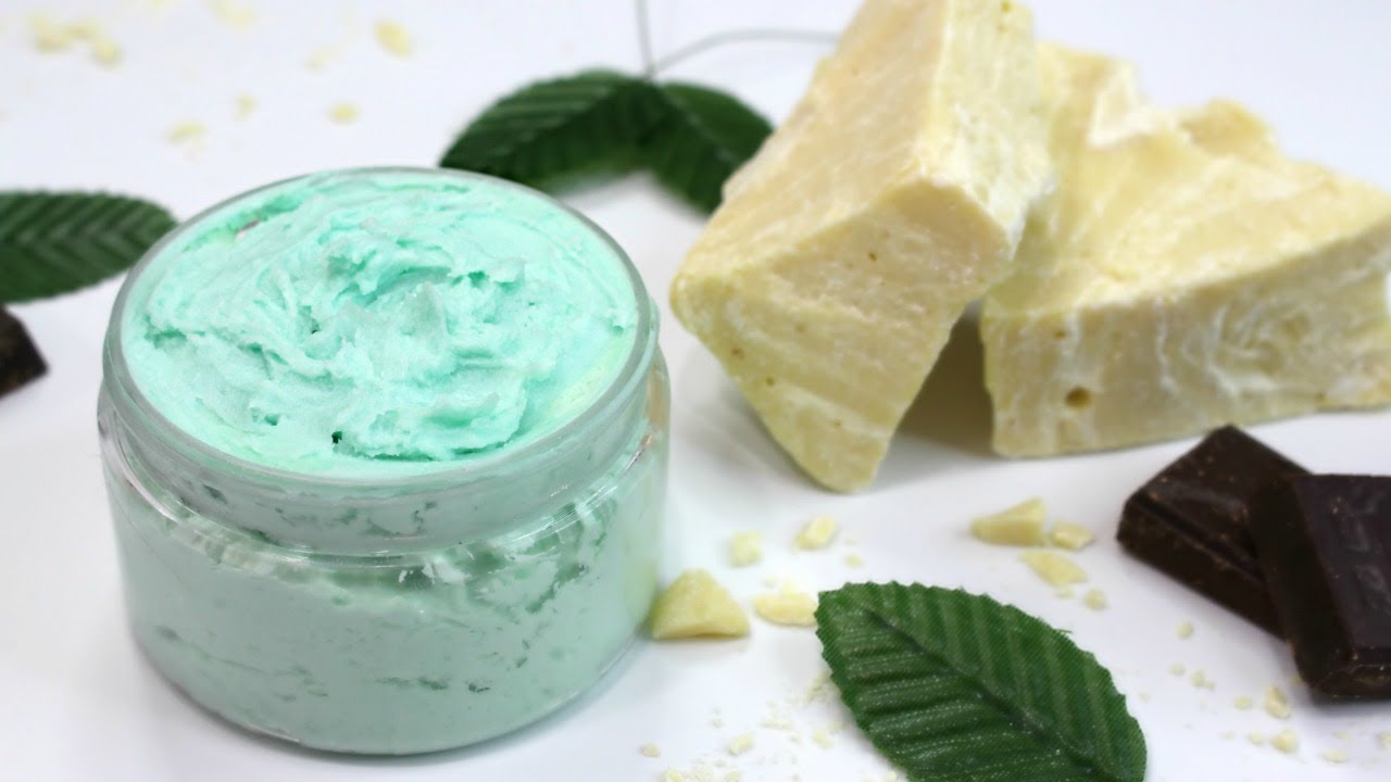 DIY Mint Chocolate Whipped Body Butter - non greasy & light weight