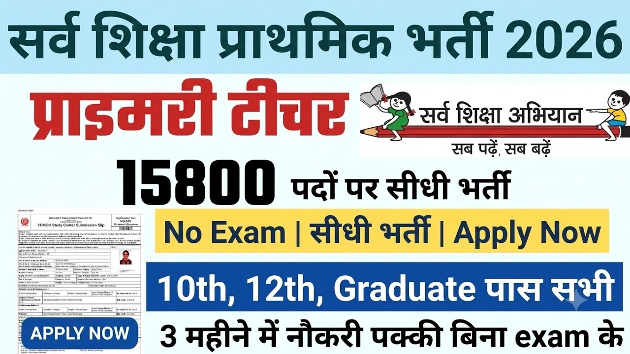 Primary Teacher Recruitment 2026 | 12th Pass Govt Job | Primary Teacher Bharti 2026, Primary Teacher