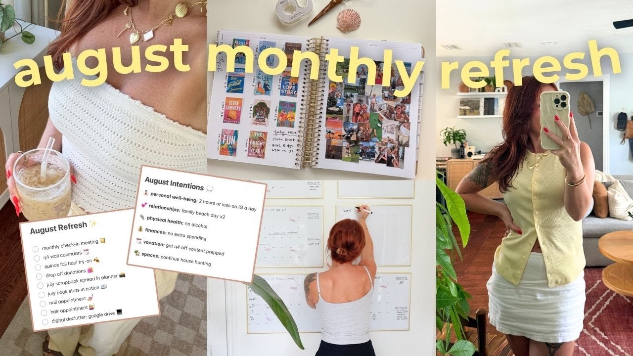 august monthly reset 🧺✨🗓️ planning, journaling, decluttering, reading wrap-up, self-care appts, etc.