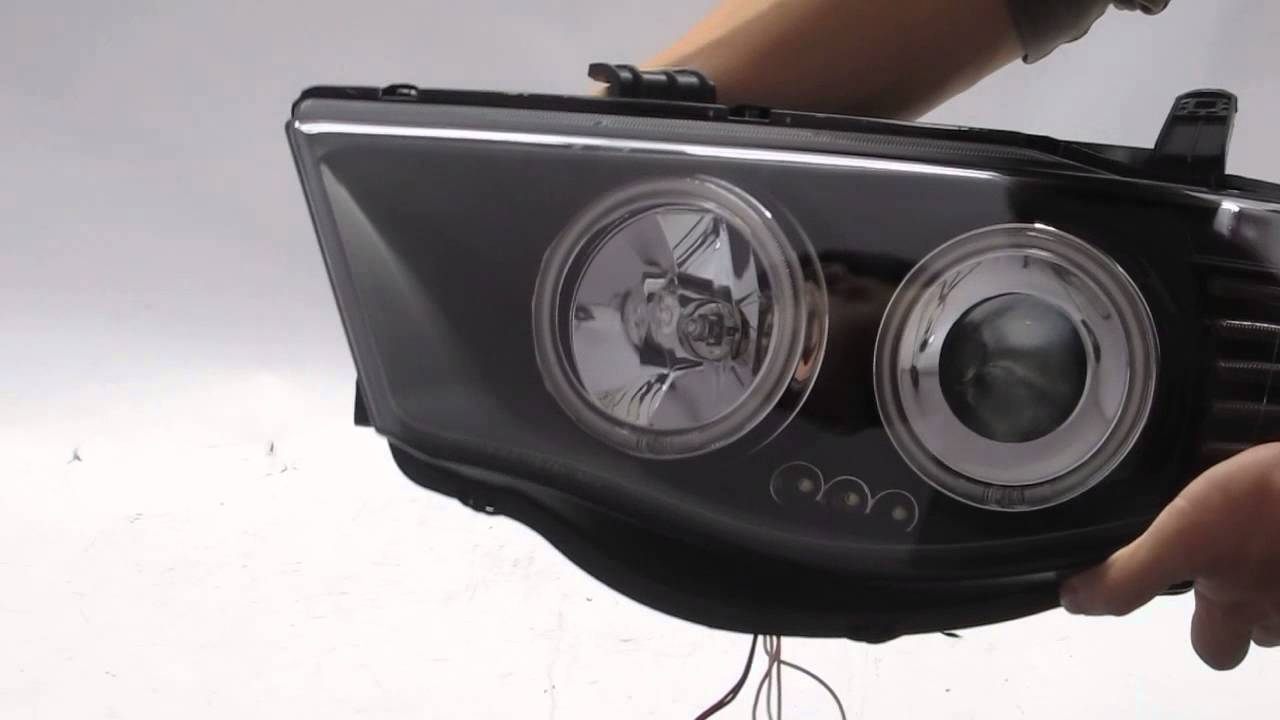 CrazyTheGod L200 2005-2014 CCFL Angel-Eye Projector HEADLIGHT BLACK for MITSUBISHI LHD