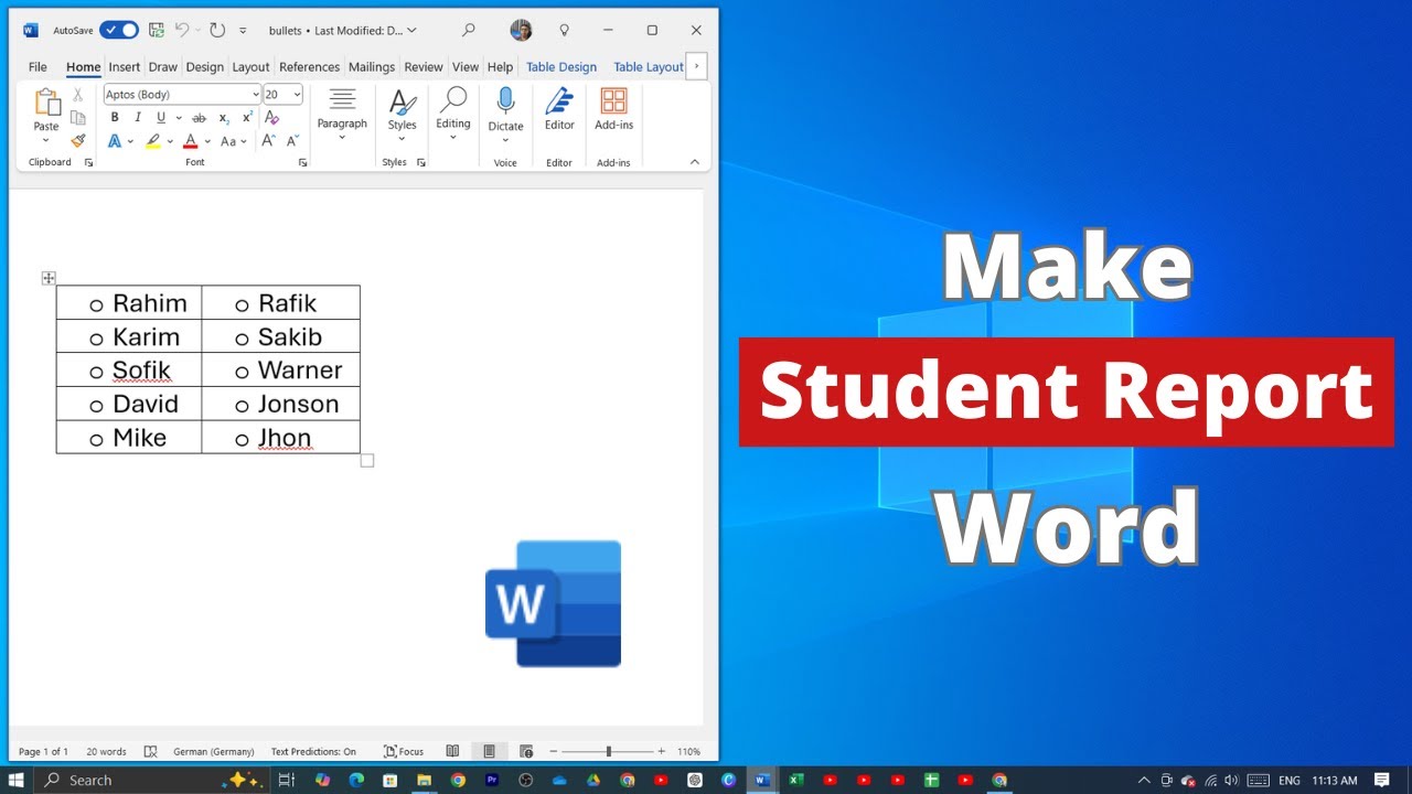 How to Make Student Report on Microsoft Word