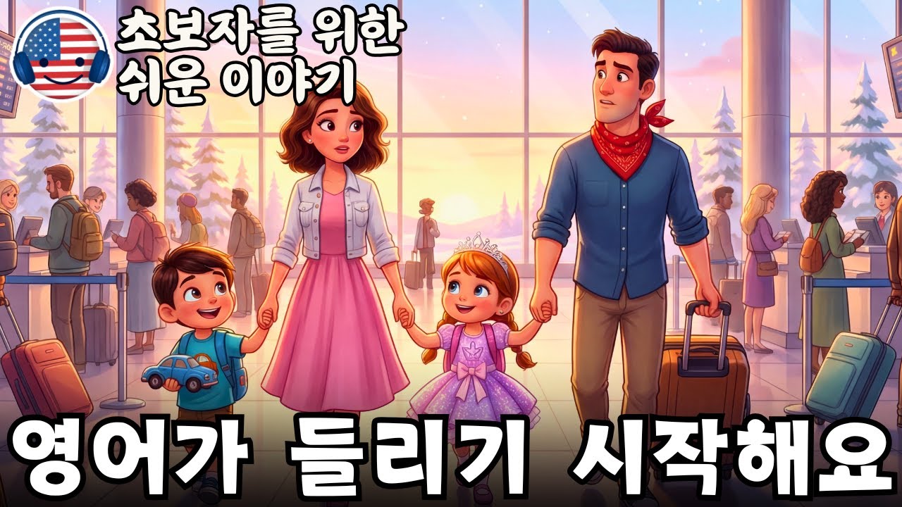 영어가 들리기 시작해요 🎧 초보자를 위한 짧은 영어 이야기 ‘공항에 있는 가족’