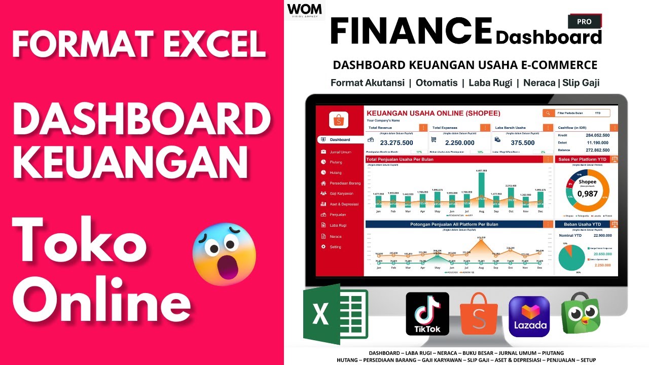 Laporan Keuangan Toko E-Commerce Shopee Format Akutansi Lengkap dengan Laporan Laba Rugi dan Neraca