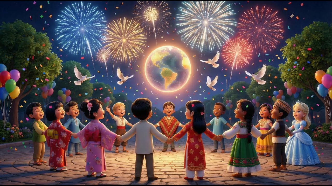 Happy New Year Song with Lyrics for Holiday fun. Kids music. Nhạc thiếu nhi tiếng anh
