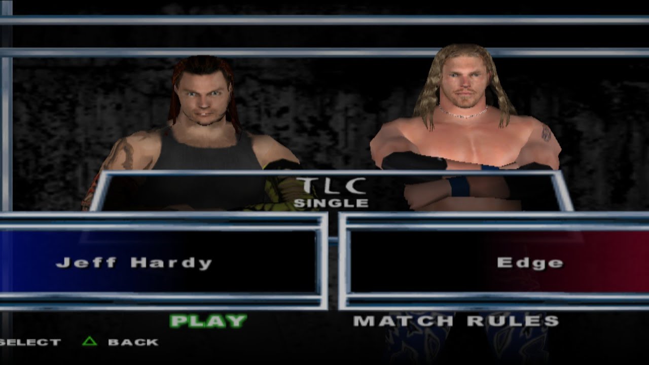 Jeff Hardy vs Edge in tlc match wwe smackdown pain 2k23 in aether sx2 emulater