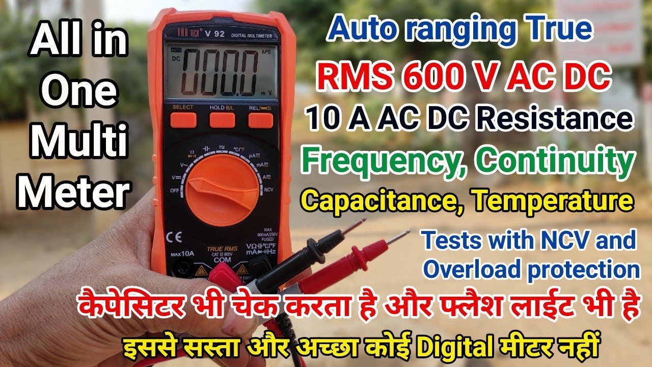 VAR TECH V 92 Digital multimeter AC DC Resistance Frequency Continuity Capacitance Temperature, NCV