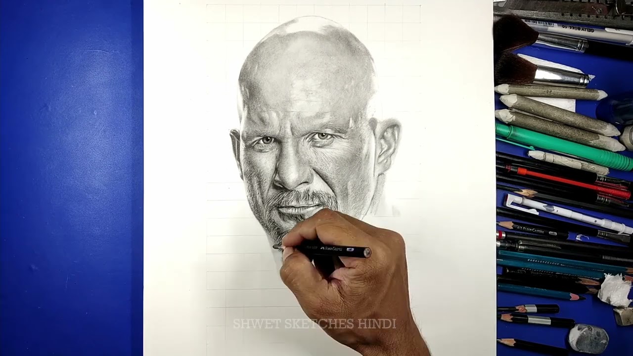 WWE Superstar Stone Cold Steve Austin Drawing Step By Step P3 In Hindi | Shwet Sketches Hindi