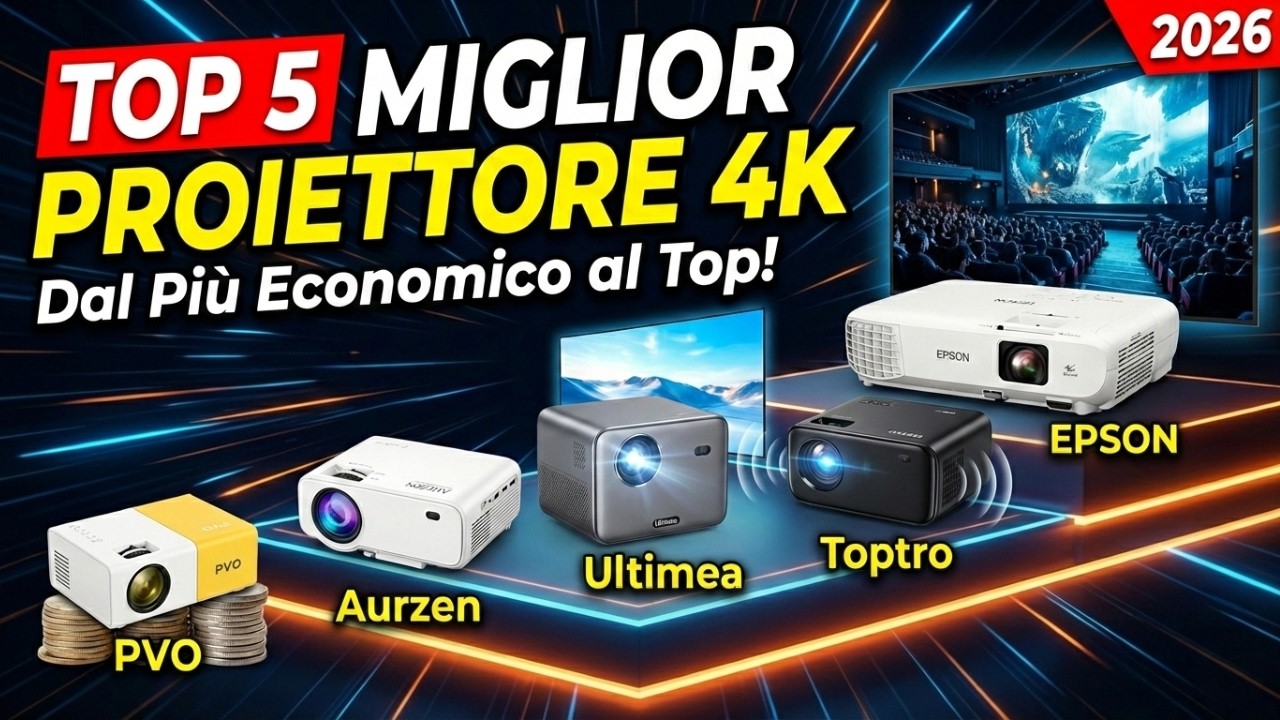 🏆 TOP 5: Miglior Proiettore 4K & Economico 2026? | Test TOPTRO, Ultimea, Epson & Aurzen