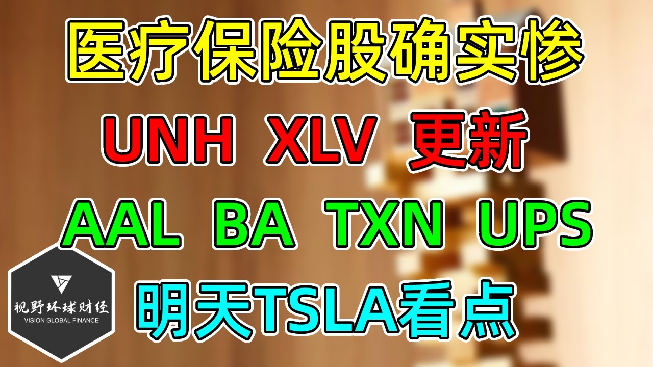 美股 医疗保险真惨！UNH、XLV更新！AAL、BA、TXN、UPS！明天看TSLA！