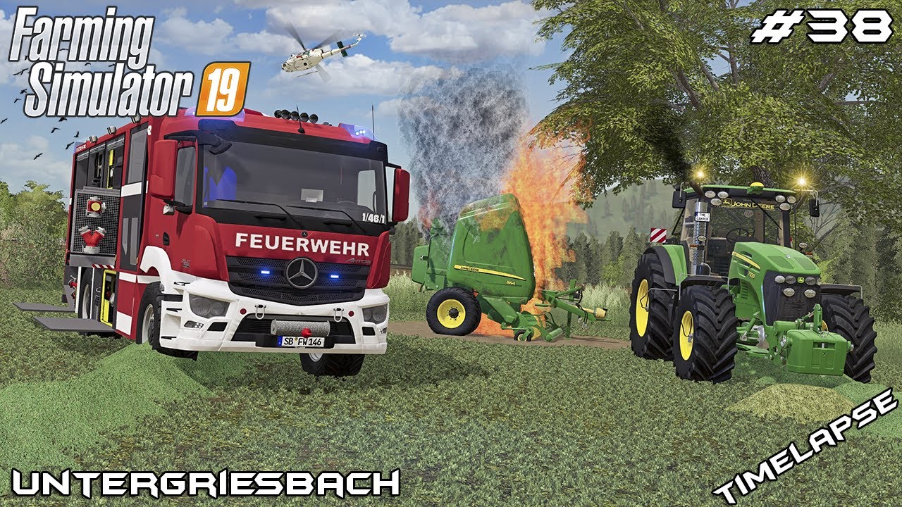 НОВЫЙ пресс-подборщик загорелся 🔥🚒 | Животные в Унтергрисбахе | Farming Simulator 19 | Эпизод 38