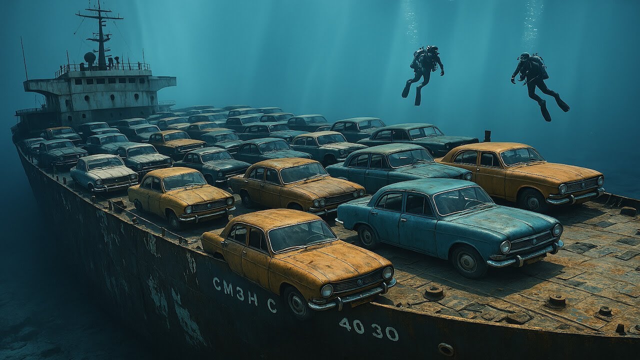 Navio de carga desaparecido &eacute; encontrado no fundo do oceano - ainda carregado com carros antigos!