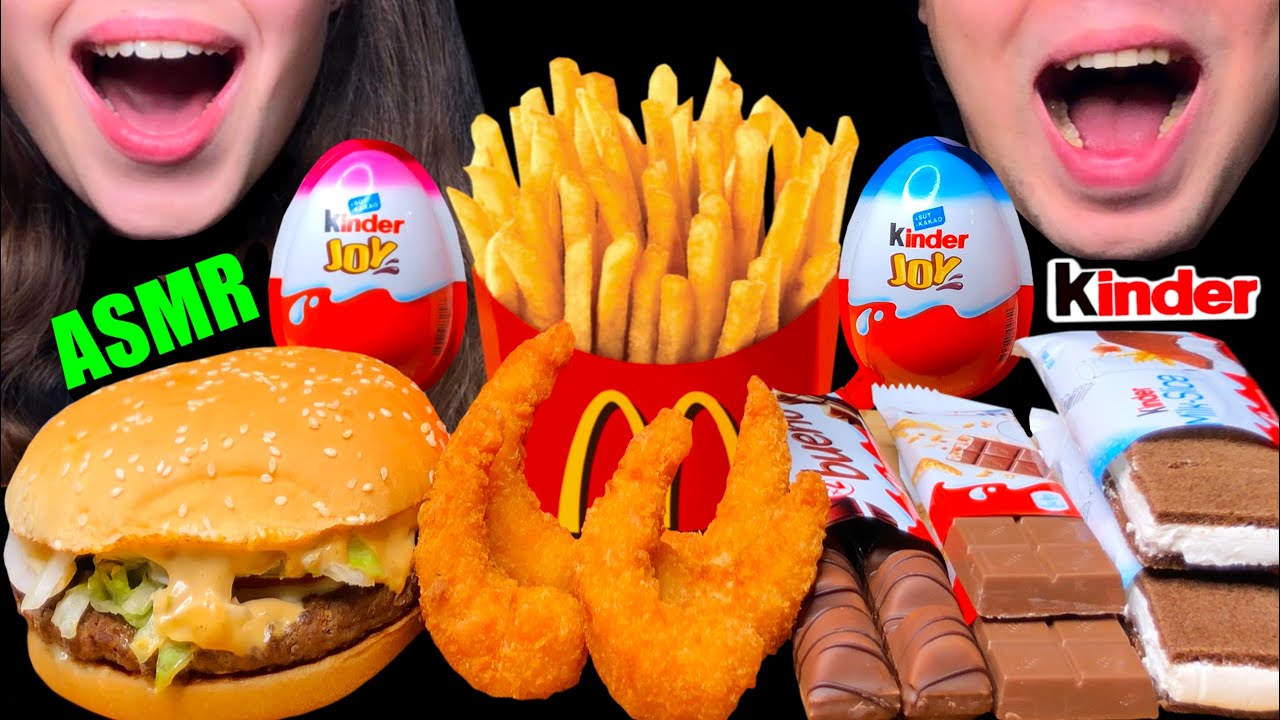 ASMR MCDONALDS & KINDER CHOCOLATE EATING MUKBANG 먹방